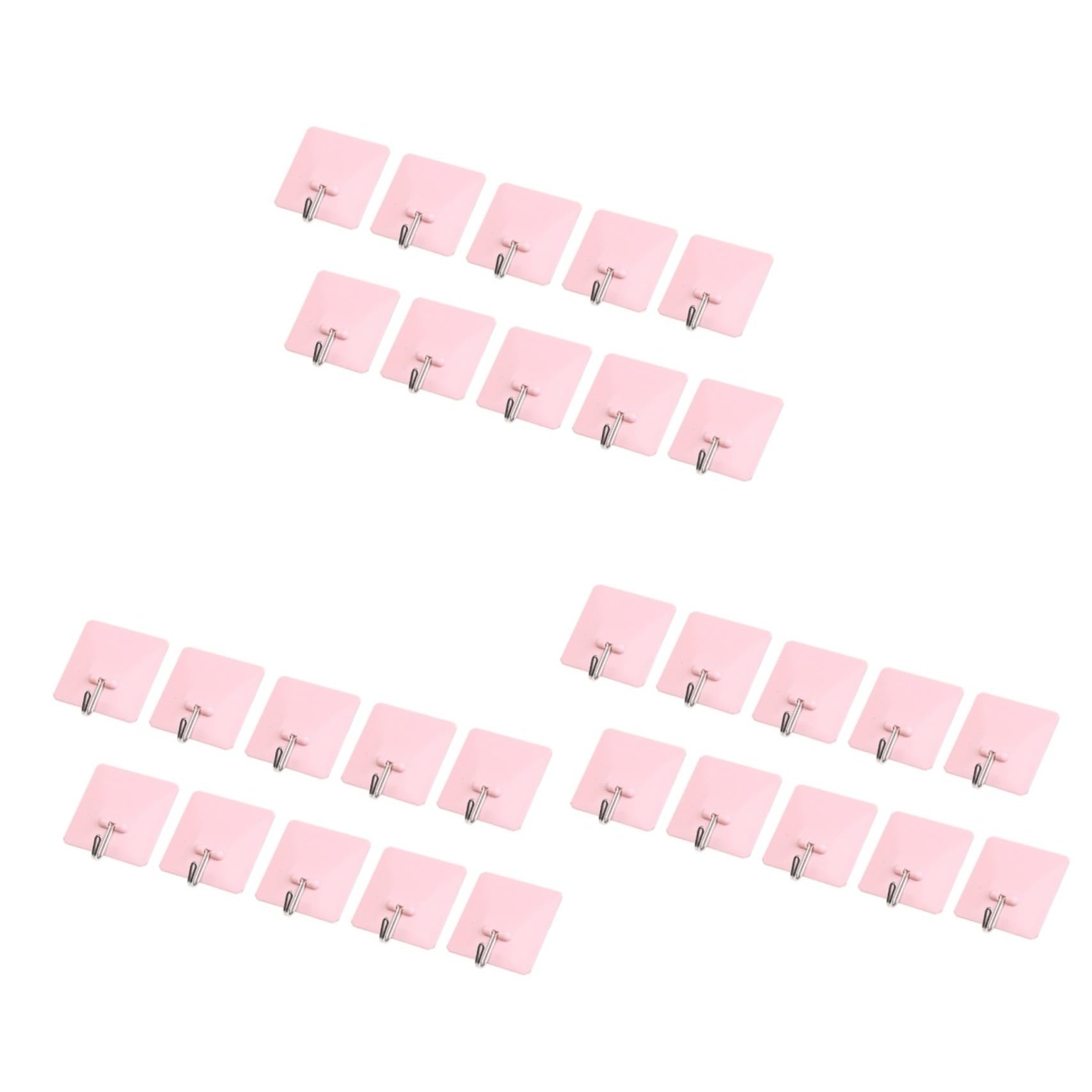 PRETYZOOM 30piezas Ganchos Adhesivos Prácticos De Colgadores Sin Clavos Ganchos Para Llaves y Bolsas Soporte De Pared Para Cocina y Baño Color Rosa