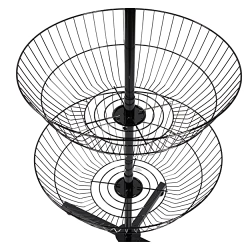 4-Basket Wire Floor Spinner Rack and Dump Bin (63”H x 22”D) - Each Basket is 8”D x 22” Diameter - Great for Retail, Thrift, and Convenience Stores, Plus Home Organization