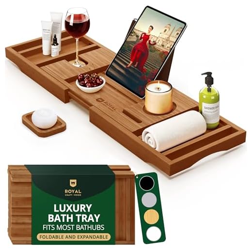 ROYAL CRAFT WOOD Luxury Bamboo Bathtub Caddy Tray, Free Soap Holder (Brown)