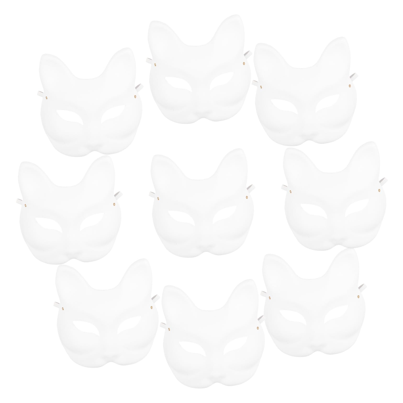 VICASKY 10pcs Blank Mask for Cosplay and Masquerade Unpainted Pulp Masks for Halloween Dress up Parties and Creative Crafts Safe Fun for Boys and Girls and Adults