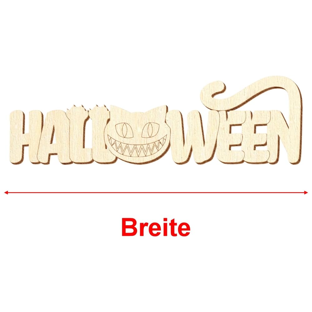 Letras de madera de Halloween – Decoración manualidades 5 – 50 cm, paquete con 10 unidades, ancho: 32 cm
