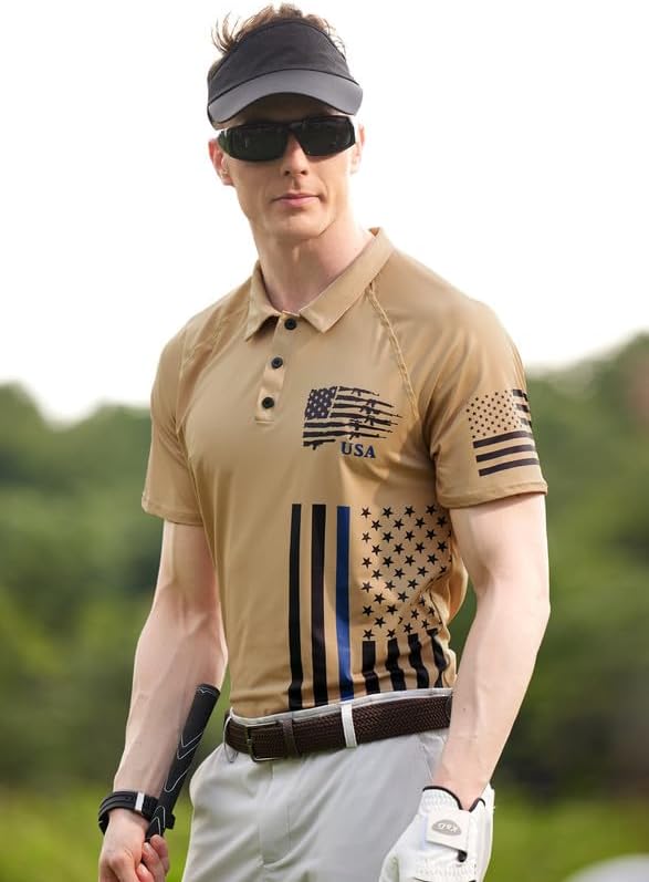 Mainfini Men's Short Sleeve Golf Shirts UPF 50+ Raglan Patriotic American Graphic Polo Shirt (S-3XL) - Image 8