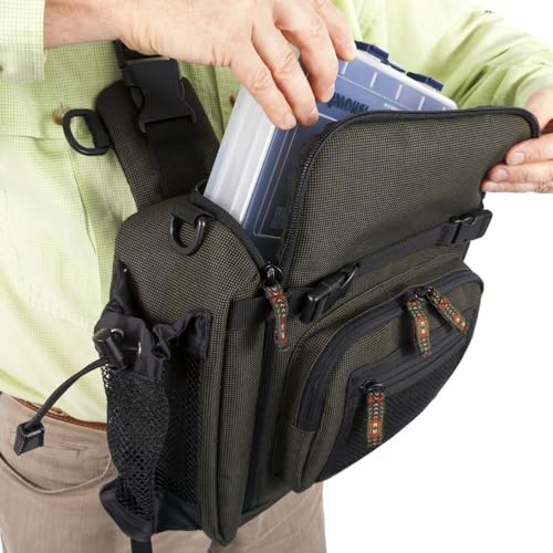 SNOWBEE Bolsa Sling de Pesca – 18 L Impermeable con Correa Diagonal Acolchonada, Compartimento Principal de Acceso Rápido, Bolsillos de Malla y Anillos en D miniatura 2