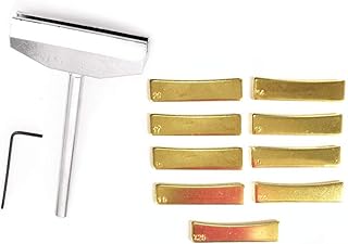 Jiayouy Luthier Tools Set Guitar Bass Fret Press Caul Fingerboard Pressing Tool + 9Pcs Brass Radian Fret Inserts with Hex Wrench - Silver