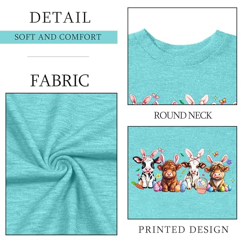 Image of Ithalt Kids Easter Shirts for Girls Cute Bunny Graphic Tshirt Easter Long Sleeve Tops 5-14y