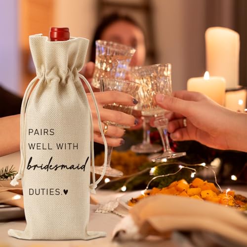 Image of Bridesmaid Bridal Party Shower Gifts for Bridesmaids Wine Bag | Pairs Well With Bridesmaid Wine Accessory Sets