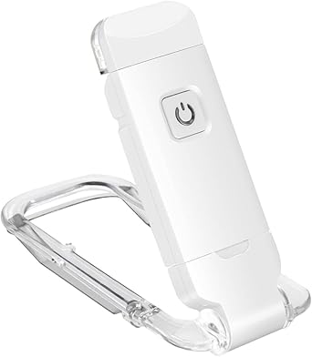 Clip-On Book Reading Light for Students | USB Rechargeable LED Study Lamp | 3 Brightness & 3 Color Modes | Portable, Eye-Friendly, Foldable Book Light for Night Reading (White)