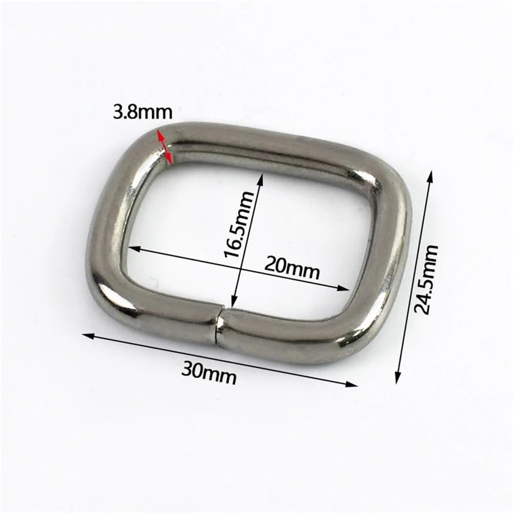 Pierścionki Kwadratowe zapięcie Torba Pasek parciany Obroża dla psa Karabińczyki Pętle Haczyk(01-SS-32mm,10Pcs)