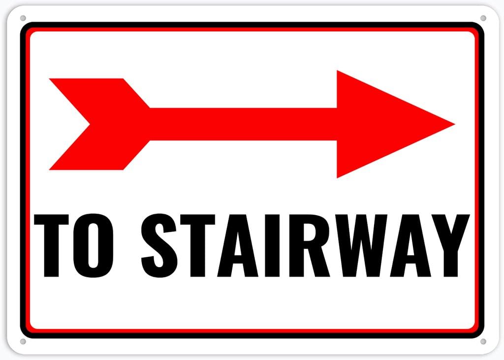 8"x12" Rust Free Aluminum Metal Sign - To Stairway Right Arrow - Weatherproof, Heavy Duty - For Home & Business