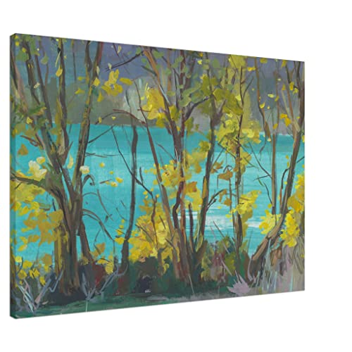 Art mural Paysage Primevère Lake toile encadrée 50 x 70 cm décoration salon moderne
