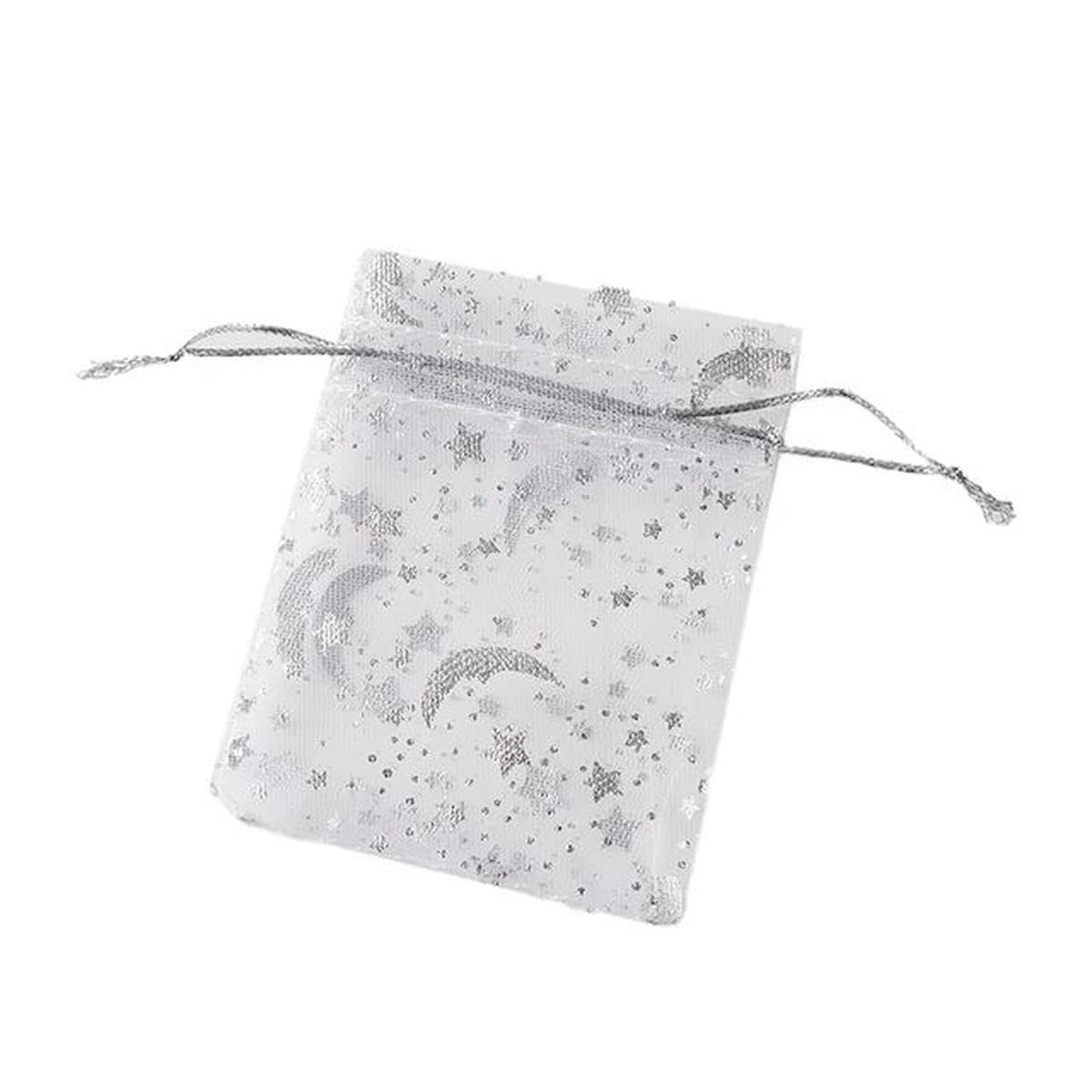 sacs à bonbons， Lot de 50 sachets à bijoux en organza motif lune et étoile, pochettes à cordon for bonbons, for loisirs créatifs, rangement de cadeaux de mariage, fournitures d'emballage for petites e