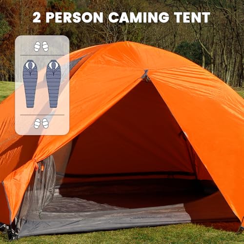 Image of Tree Fox Camping Tent 2 Person Waterproof Portable Instant Tent with 1-Minute Setup Lightweight Tent Suitable for Camping Beach Outdoor Travel Backyard
