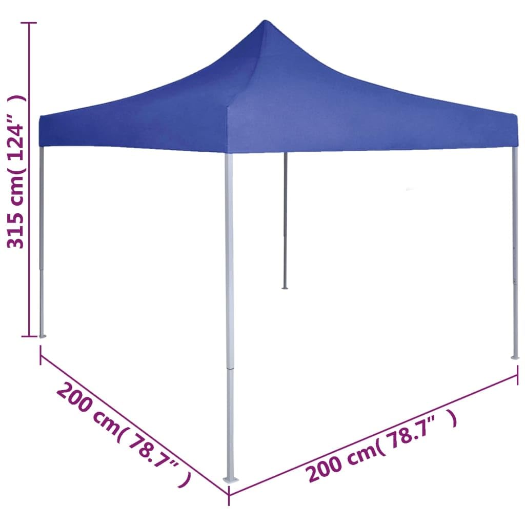 Gartenpavillon, faltbar, 2 x 2 m, Stahl, Blau