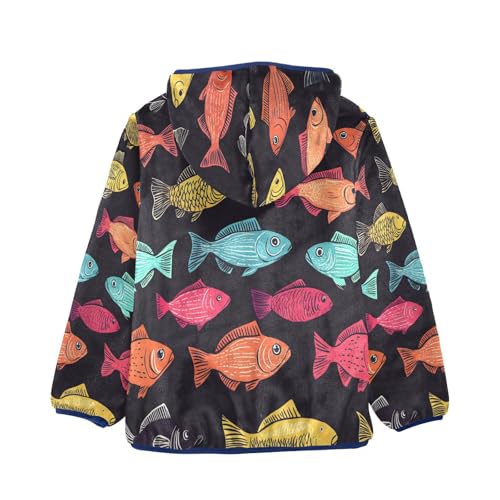 Colorful Cute Fish Toddler Fleece Jacket Girl Boys Hooded Fleece Jacket Coat Warm Outwear Zip-up 3-10T2