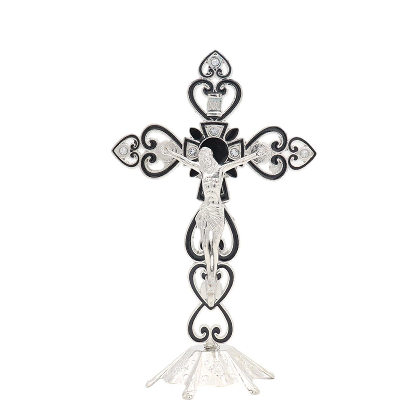 YWLUUOO Crucifix Sculpture Cross Statue Catholic Figurine Standing Crucifix for Home Living Room Table Bedroom Figurines