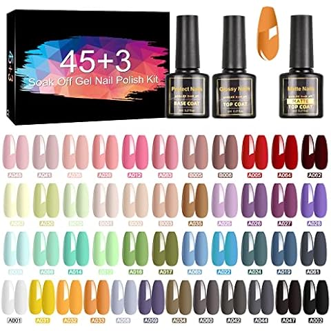 Set de Esmalte de Gel STINLAND 48 pcs con Base y Capa Superior Cover