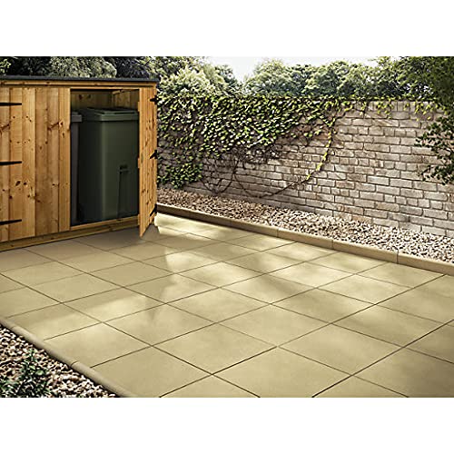 Buff Paving Slab Flag 450mm x 450mm x 32mm Utility Light dimple Smooth Finish x 15