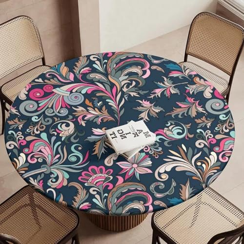 Nappe ronde bohème en polyester de qualité supérieure à imprimé vintage