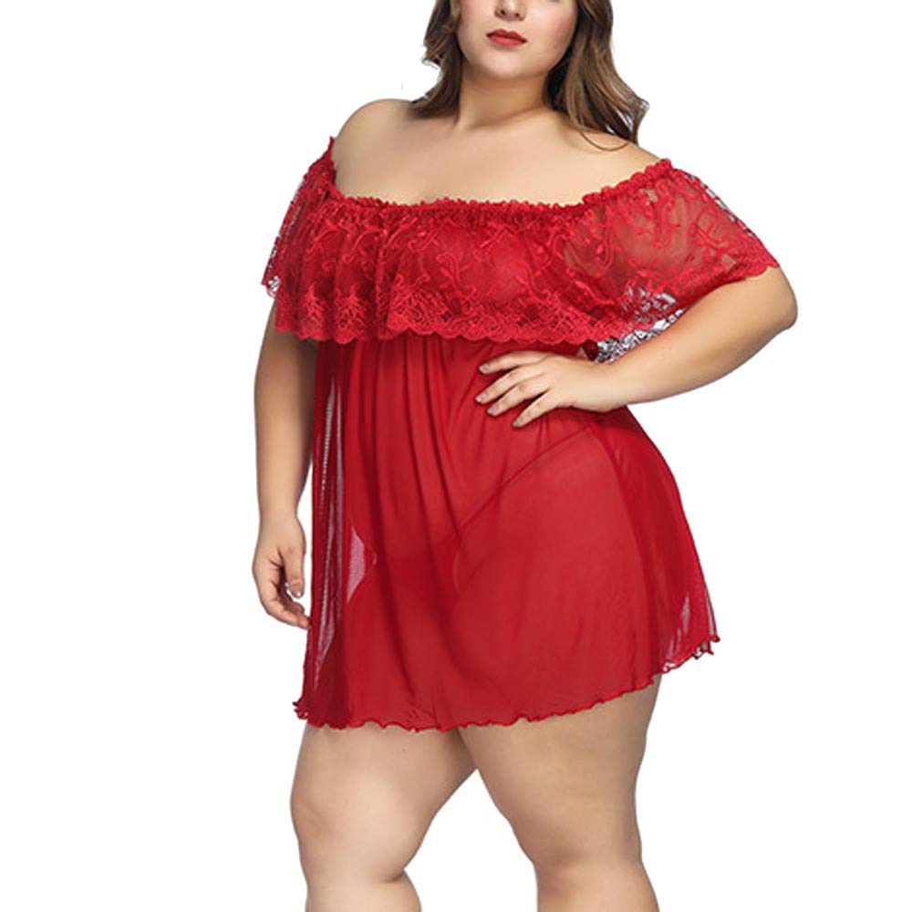 UOKNICE SEXY Plus Size Women Lingerie Lace Babydoll G-String Thong Stocking Underwear Nightwear