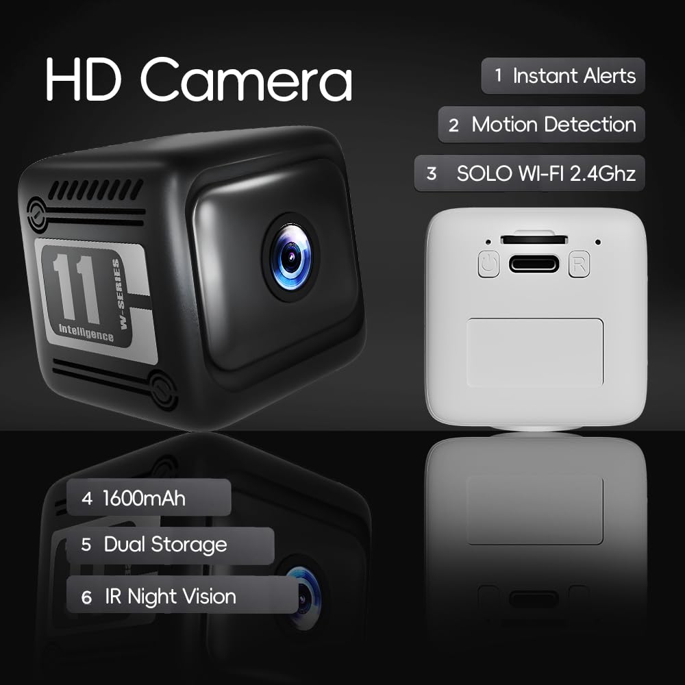 Mini Camara, 4K Cámara Espía Batería Larga Duración 1600mAh (8 Horas de Uso) Cámara Oculta sin Cables con Visión Nocturna Detección de Movimiento para Casa/Oficina/Coche