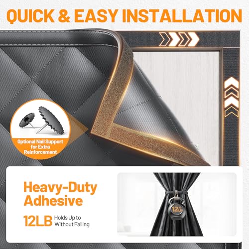 Magnetic Insulated Door Curtain Fits 36"x82" Doors - Thermal Door Cover for Winter with Clear Window, Window Insulation Kit & Doors Draft Stopper to Keep Cold Air Out for Front Doorway Home - Black - image 4