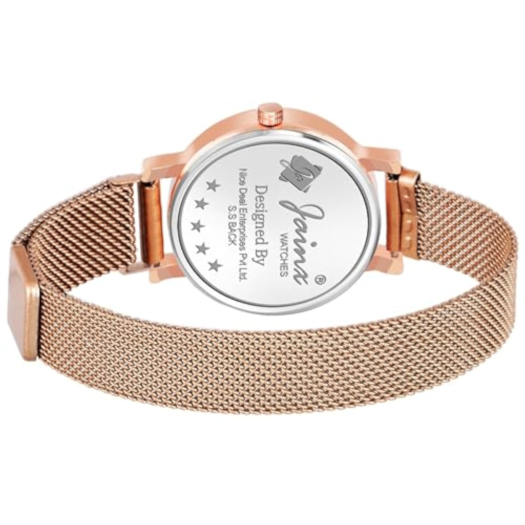 Women's Rose Gold Color Mesh Chain Analog Wrist Watch