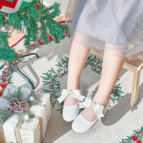 Image of PHIRAMIN Toddler Flower Girl Dress Shoes - Little Girl Mary Janes Flats Wedding