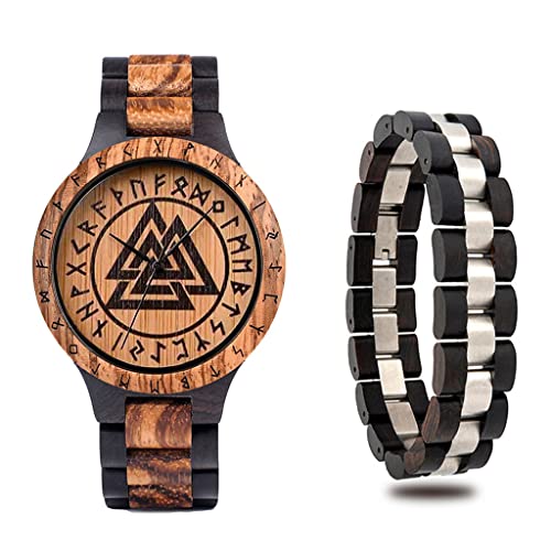 Montre-bracelet médiévale Valknut cadeau idéal avec boîte en bois