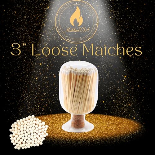 Image of 500 Count - 3 inch Long White Color Matches | Three Inch Coloful Loose Wooden Safety Match Sticks for Candle Display | Refill Decorative Jar Holder Bottle | Striker Included