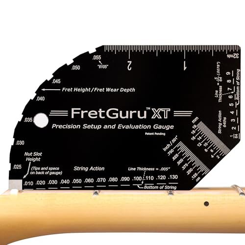 FretGuru XT Guitar String Action Gauge – Pro Fret Rocker, Bridge & Pickup Spacing Ruler, Advanced Ultra-Precision, MOAGG™ Technology – Guitar Setup Tool for Luthiers with Fret Height/Fret Wear Checker