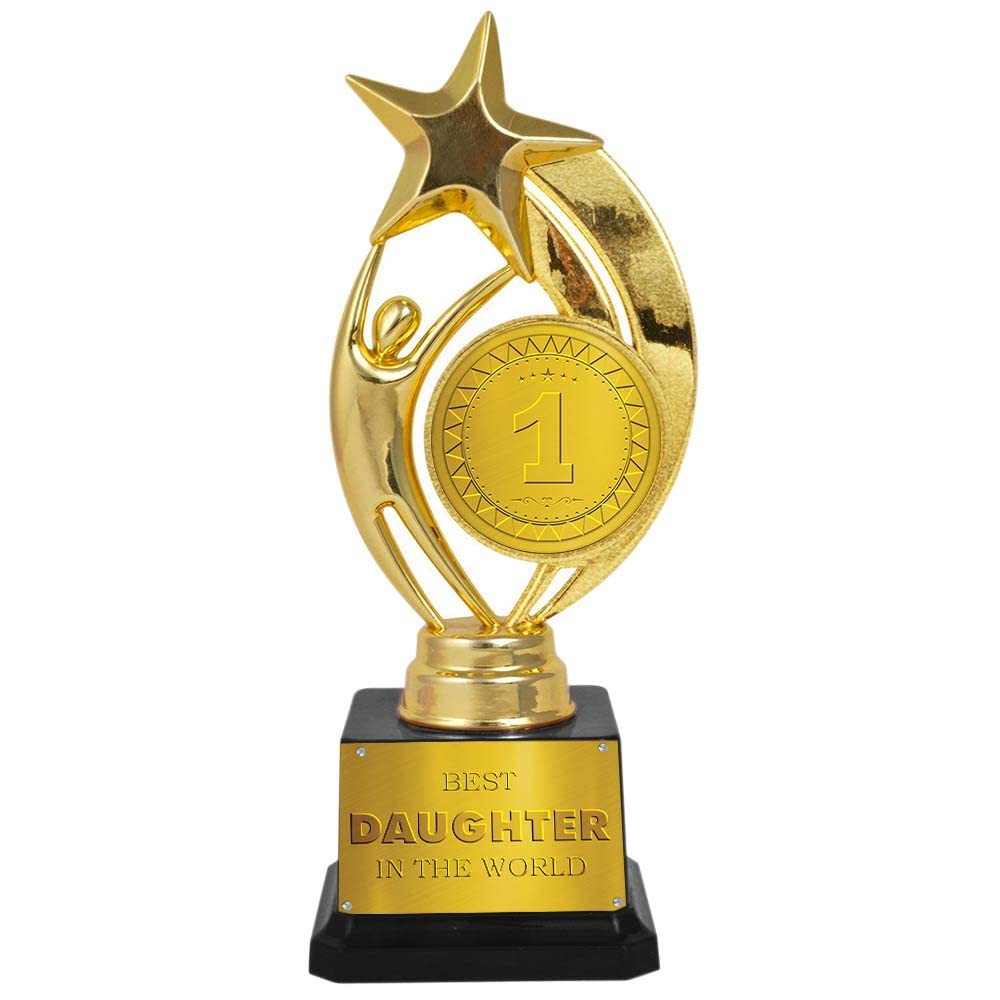 Jhingalala Gift for Daughter | Best Daughter in The World Printed Golden Award Trophy Gift for Birthday, Anniversary