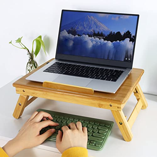 WKWKER-Bambou-Bureau-Pour-Ordinateur-Portable-Avec-Pieds-Pliants-Surface-Inclinable-Table-De-Travail-Reglable-Ordinateur-Portable-Stand-Bed-Plateau-Pour-TV-Canape-Etude-Ordinateur-Ipad-LivreNaturel