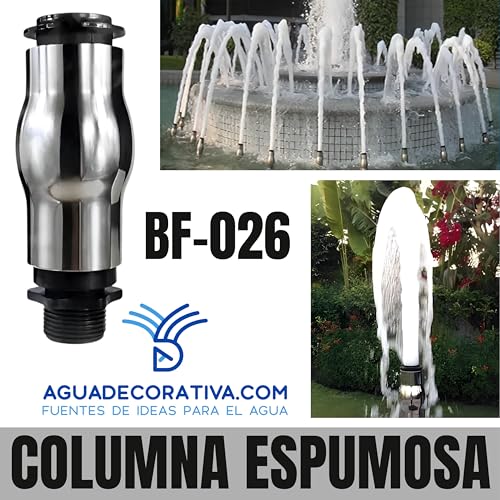 AGUADECORATIVA Düse für Gartenbrunnen, Schaumsäule, Schaumstrahl, Wasserfall, 2,5 cm, Edelstahl und Kunststoff (BF-026)