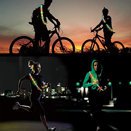 I0DO Running Lights for Runners Light Up Vest for Night Walking Neon Vest Shoulder Light Led Belt for Night Safety Wearable Led Lights Reflective Sash