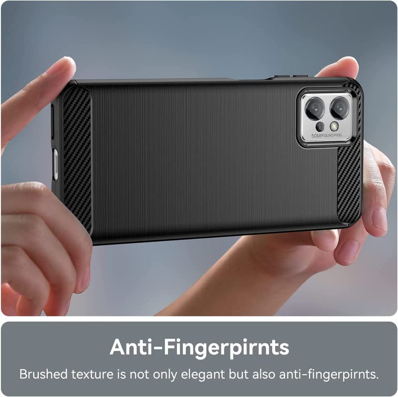 Image of NPRC Hybrid Ultra Slim Protective Case TPU Non-Slip Carbon Fiber Texture Shockproof Case Cover for Moto G32 - Black