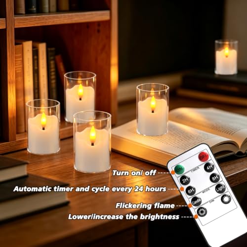 Image of 24 flickering flameless LED candles, small cylindrical tea lamp candles