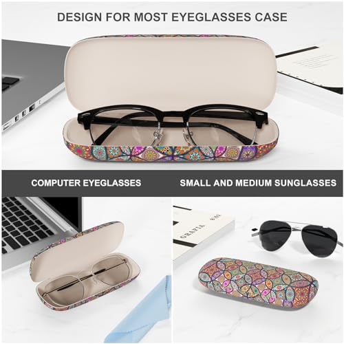 Image of Eyeglasses Case, Portable Hard Shell Protective Case for Glasses, Eyeglass Holder Box for Women with Cleaning Cloth