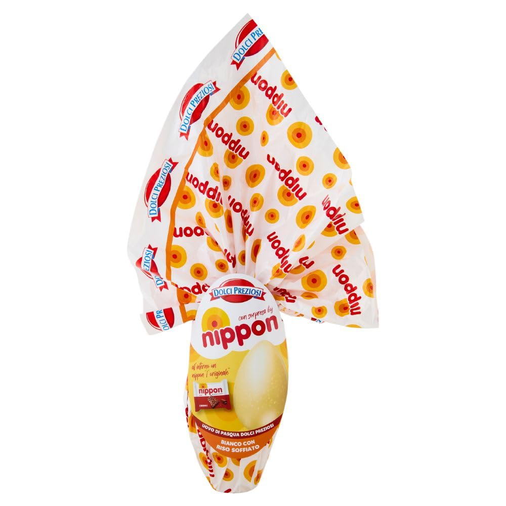Uovo di Pasqua al Cioccolato Bianco con Riso Soffiato by Nippon 230 g con sorpresa, DOLCI PREZIOSI-