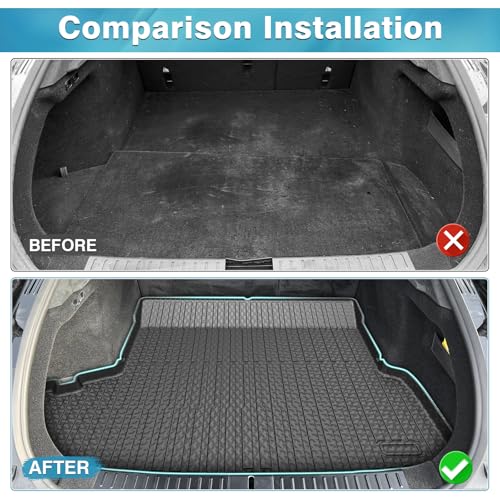 Image of Mixsuper Custom Fit Cargo Liner for 2021-2025 Tesla Model S Long Range /Plaid All Weather Trunk Liner Rear Cargo Mat Black (Not Fit 2012-2020 Model S)