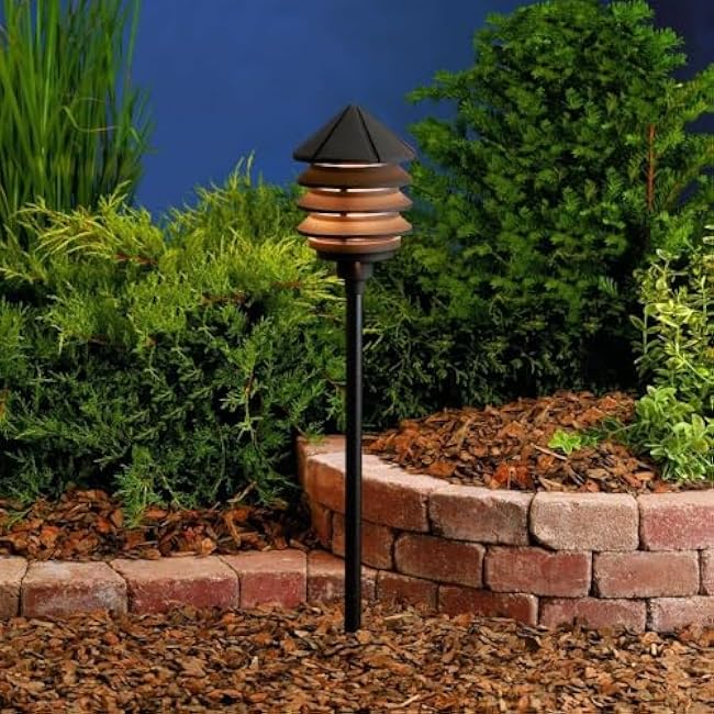 Kichler 15205AZT Six Groove Path & Spread 1-Light 120V, Textured Architectural Bronze