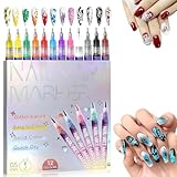 12 Colors Fine Tip Nail Art Pens Set, Nail Art Pens tools,0.5mm Nail Design Markers for DIY Painting & Dotting, Quick-Dry Gel Nail Polish Pens for Beginners and Home Salon Use. (12 Colors)