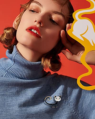 Image of Fashion Cat Lapel Brooch Pin for Women Girls Cubic Zirconia Rhinestone Enamel Pet Animal Pin Clip Hat Scarves Sweater Dress Suit Jacket Brooches Pins Cute Jewelry Gifts Christmas