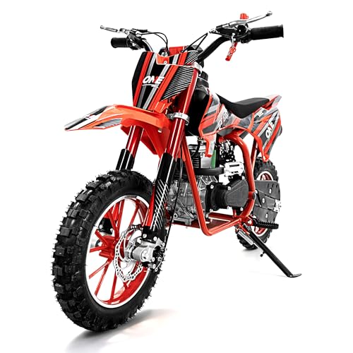 Image of 50cc 4 Stroke Dirt Bike for Kids 8-14,Gas Powered Dirt Bike with No Oil Mixing,Front&Rear Disc Brakes,Kids Dirt Bike with Inverted Fork Suspension,Pull Start,25MPH