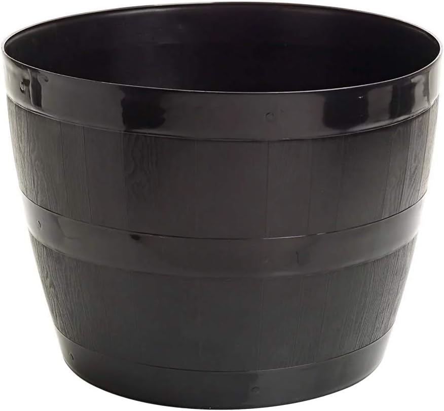 Plant Pot Tub, 50 Liters Gardening Flower Pots - Indoor Or Outdoor Planter - For Multi-Purpose - Makes Your Living Space Bloom (Black Barrel Plantar Large- 45x33x34 cm)