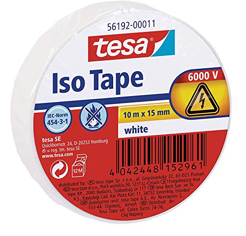 Tesa Isolierband 10m x 15mm Iso Tape (5er Pack/ 5 Farben- Blau, Rot, Schwarz, Grün/ Gelb & Weiß)-6