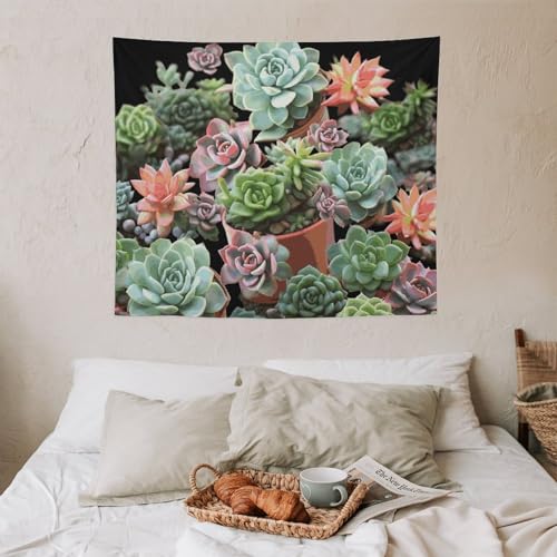 Tapiz para colgar en la pared estampado de suculentas para decoración del hogar de 60x50 7
