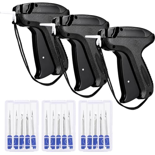 Honoson 3 Pieces Clothes Tagging Applicator Garment Tag Attacher Label Tagging Machine with 15 Pieces Steel Needles for Boutique Store Consignment Garage Yard Sale(Black)