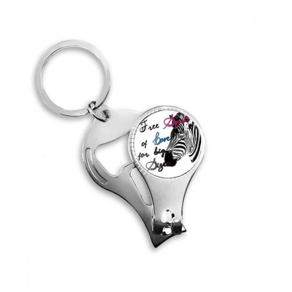 Meilleur Cadeau de Charm Porte-clés Zebra Métal avec Pince à Ongles Intégrée