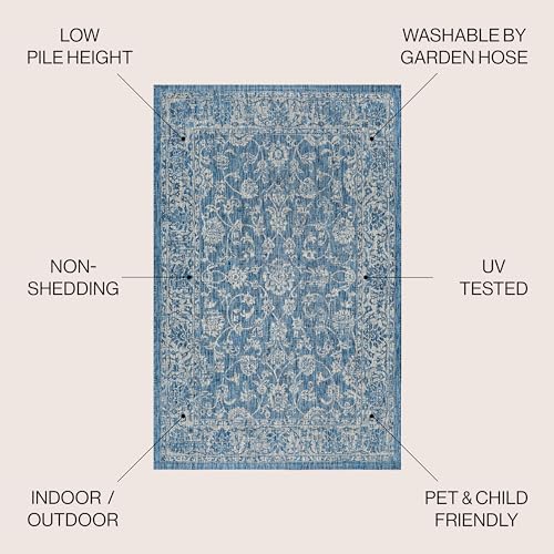 JONATHAN-Y-SMB100B-3-Tela-Bohemian-Textured-Weave-Floral-IndoorOutdoor-NavyGray-3-ft-x-5-ft-Area-Rug-CoastalEasy-CleaningHighTrafficLivingRoomBackyard-Non-Shedding JONATHAN Y SMB100B 3 Tela Bohemian Textured Weave Floral IndoorOutdoor NavyGray 3 ft x 5 ft Area Rug CoastalEasy CleaningHighTrafficLivingRoomBackyard Non Shedding
