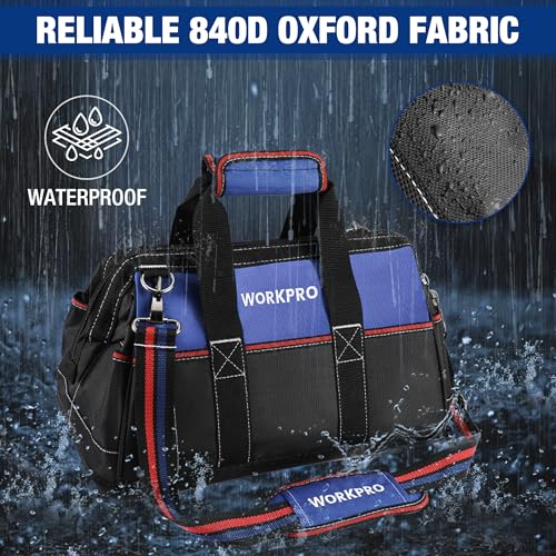 Image of WORKPRO 16-inch Wide Mouth Tool Bag with Water-Proof Molded Base